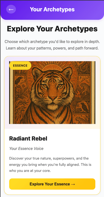 Find My Flow App - Archetypes
